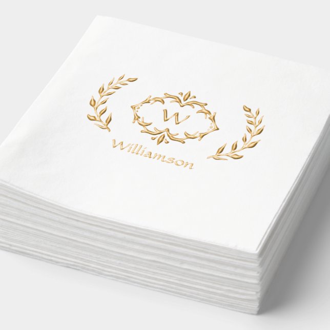 Monogramme Élégant Nom Couronne Élégante Or Blanc (Détail)