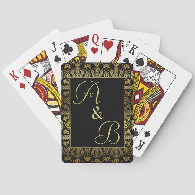 monogramme élégant paraphé jeu de cartes pont or (dos)