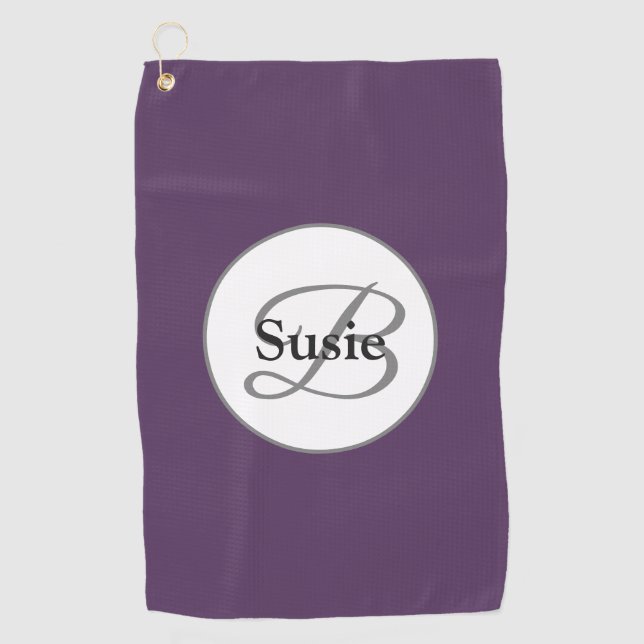 Monogramme Élégant Plum Purple Golf Serviette (Devant)