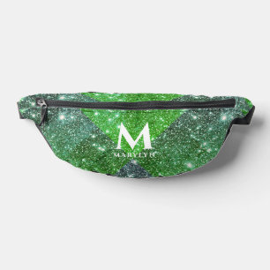 Monogramme élégant vert pailleté blanc chic