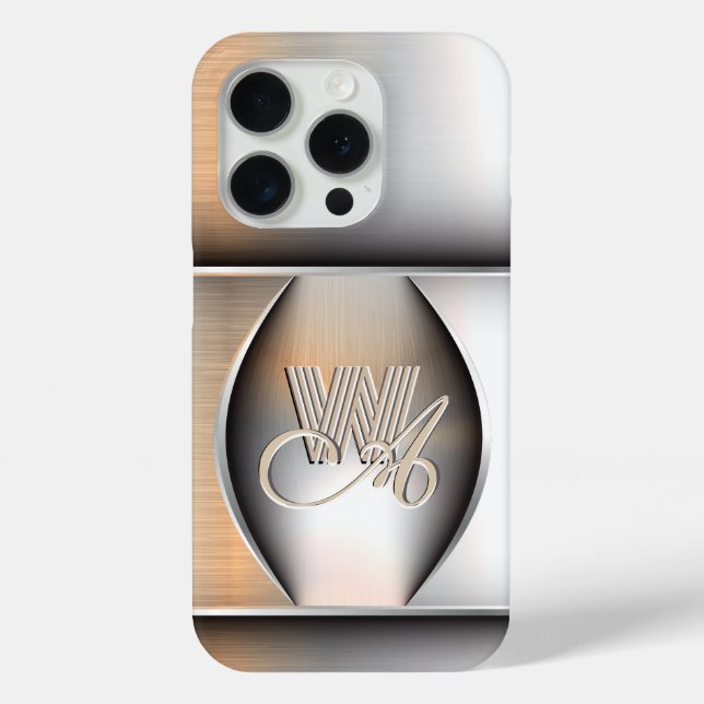 Monogramme en acier brossé brillant iPhone / coque (Verso)