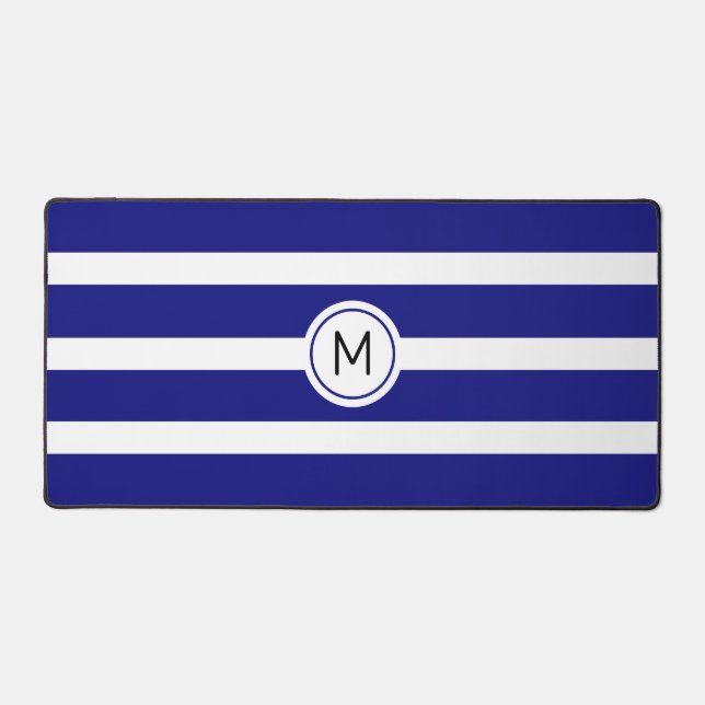 Monogramme en bleu et blanc rayé (Recto)