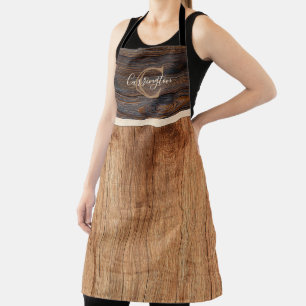Monogramme en bois rustique Brown et tablier en ta