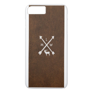 Monogramme en cuir rustique iPhone 7+ Coque