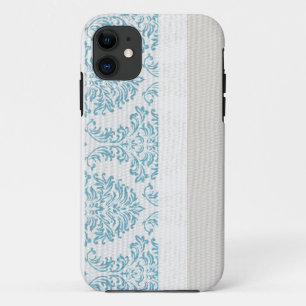 Monogramme en fibre bleue Damask IPHONE 5 Coque