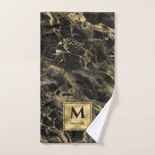 Monogramme en marbre noir et or Elégant luxe