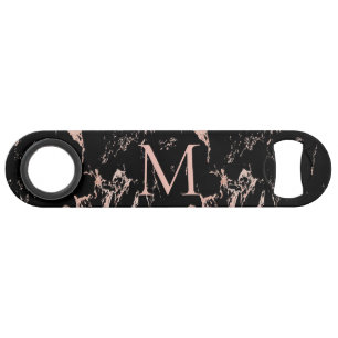 Monogramme en marbre noir rose Gold Foil
