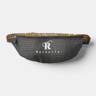 Monogramme en noir et or Fausse peau de serpent