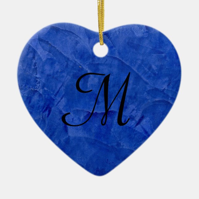 Monogramme en pierre de Faux Bleu Profond Ornement (Devant)