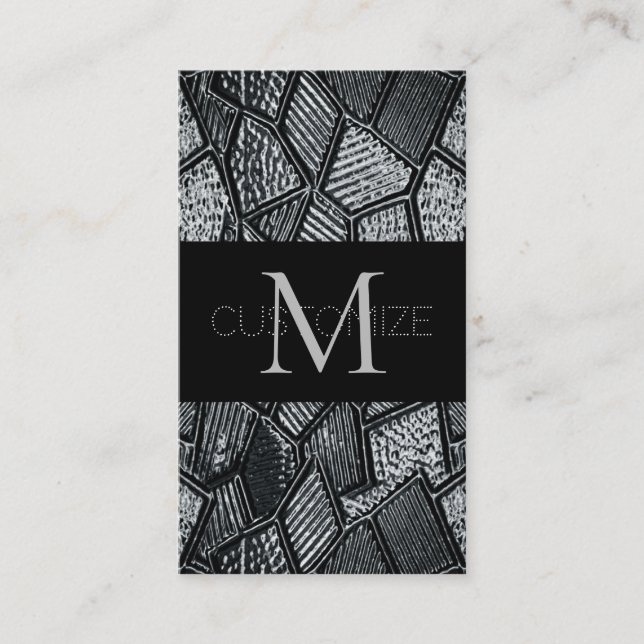 Monogramme en verre de mosaïque gris foncé Carte d (Devant)