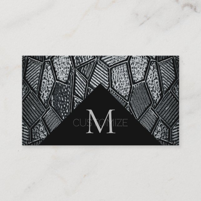 Monogramme en verre de mosaïque gris foncé Carte d (Devant)