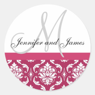 Monogramme et autocollant de mariage de roses