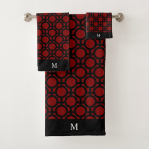 Monogramme et cercles Abstraits noirs en rouge