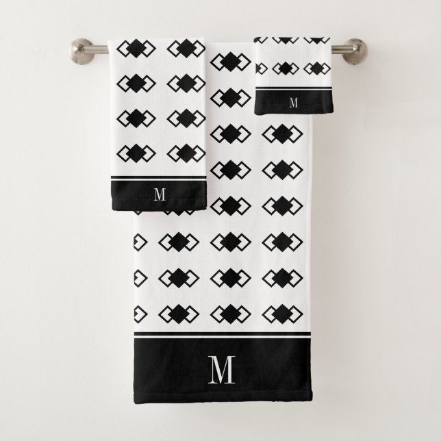 Monogramme et motif triple diamant en noir et blan (En situation)