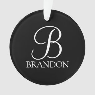 Monogramme et nom de script personnalisé noir