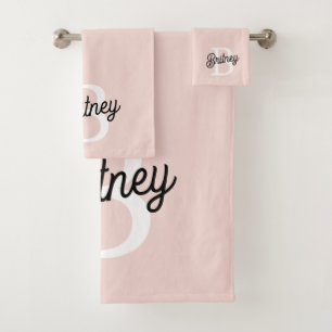 Monogramme et nom personnalisé moderne Pastel Pink