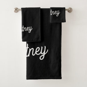 Monogramme et nom personnalisés en noir moderne