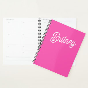 Monogramme et nom personnalisés Hot Pink moderne
