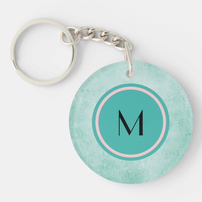 Monogramme et papillon sur fond vert menthe (Devant)