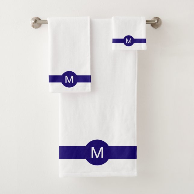 Monogramme et Rayure bleue sur fond blanc (En situation)