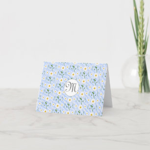 Monogramme Été Daisy motif floral Bleu bande