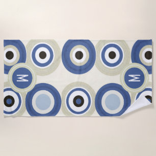 Monogramme Evil Oeil Retro Moderne Serviette de pl