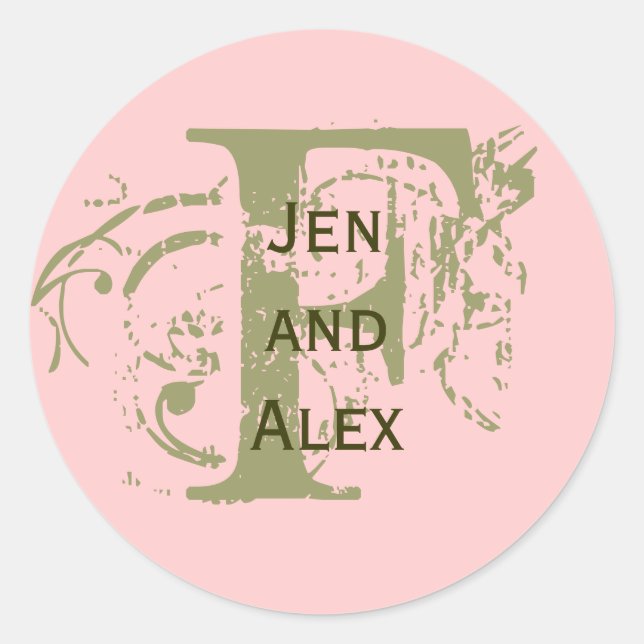 Monogramme F et Noms Sticker rose (Devant)