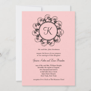 Monogramme Faire-part de mariage (rose)