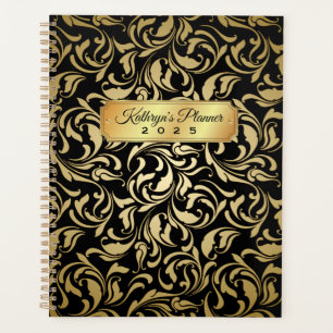 Monogramme Fancy Or Flourdissant Noir Luxe Plaque