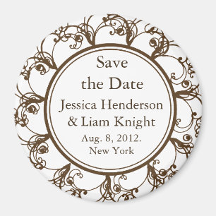 Monogramme fantaisie Enregistrer la date Magnet ch