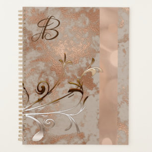 Monogramme Faux Rose Gold Floral Planner