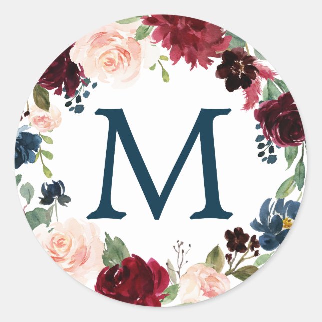 Monogramme Favoriser Stickers Marine Bourgogne (Devant)