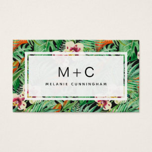 Monogramme Feuille Tropical Cartes de visite