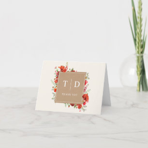 Monogramme Fleur sauvage Cardstock Mariage Merci