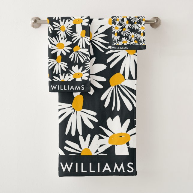 Monogramme Fleurs Élégant Ensemble De Serviettes D (En situation)