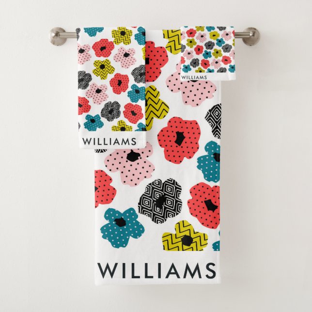 Monogramme Fleurs Élégant Ensemble De Serviettes D (En situation)