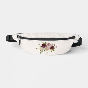 Monogramme Floral Aquarelle Rose Bourgogne Moderne