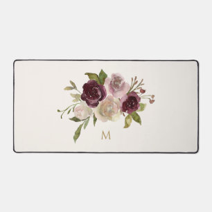 Monogramme Floral Aquarelle Rose Bourguignon Moder