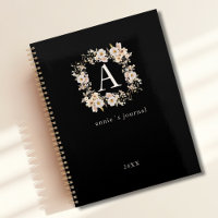 Monogramme floral Boho personnalisé noir