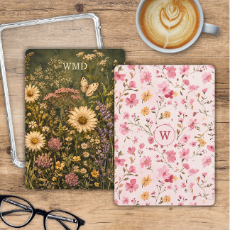 Monogramme floral carte insert double face pour Ki