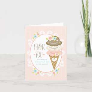 Monogramme Floral Crème de glace Cone Merci de dou