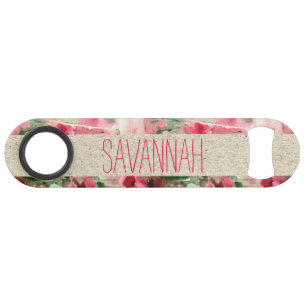 Monogramme floral d'aquarelle vintage rouge et