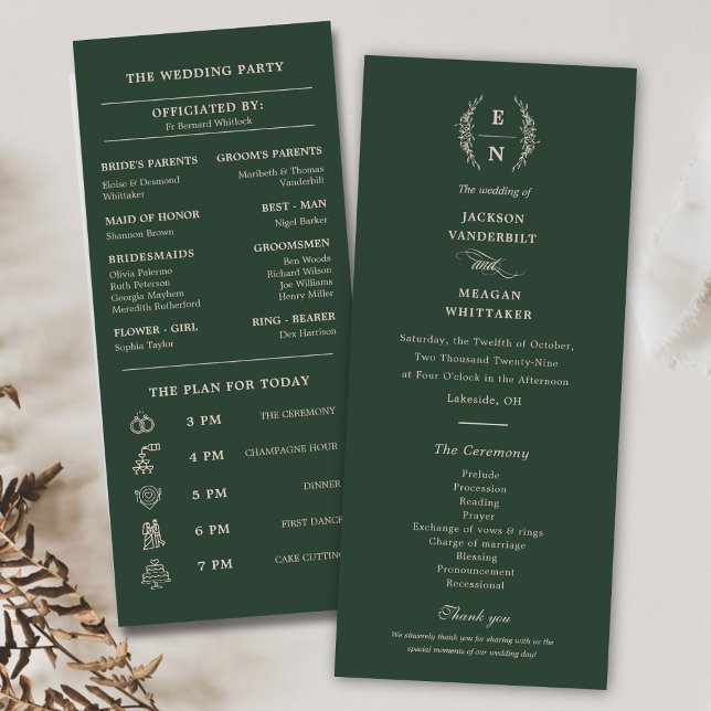 Monogramme floral empilé Initiales Programmes de m (Floral Stacked Monogram Initials Wedding Programs)