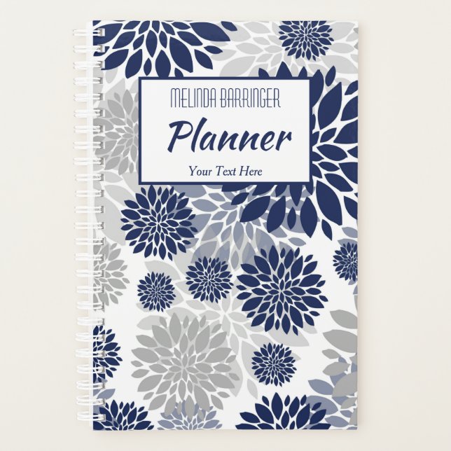 Monogramme floral gris bleu marine (Devant)