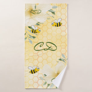 monogramme floral jaune nid d'abeille