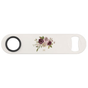 Monogramme Floral Moderne en Rose Bourgogne Aquare