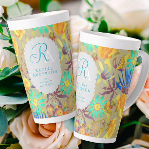 Monogramme floral mystique en floraison Mug latte 