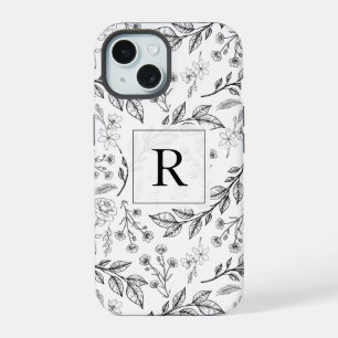 Monogramme floral noir blanc