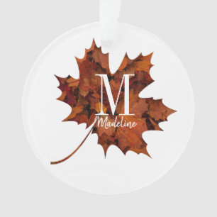 Monogramme floral personnalisé automne feuille d'