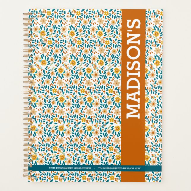 Monogramme floral personnalisé et nom (Devant)